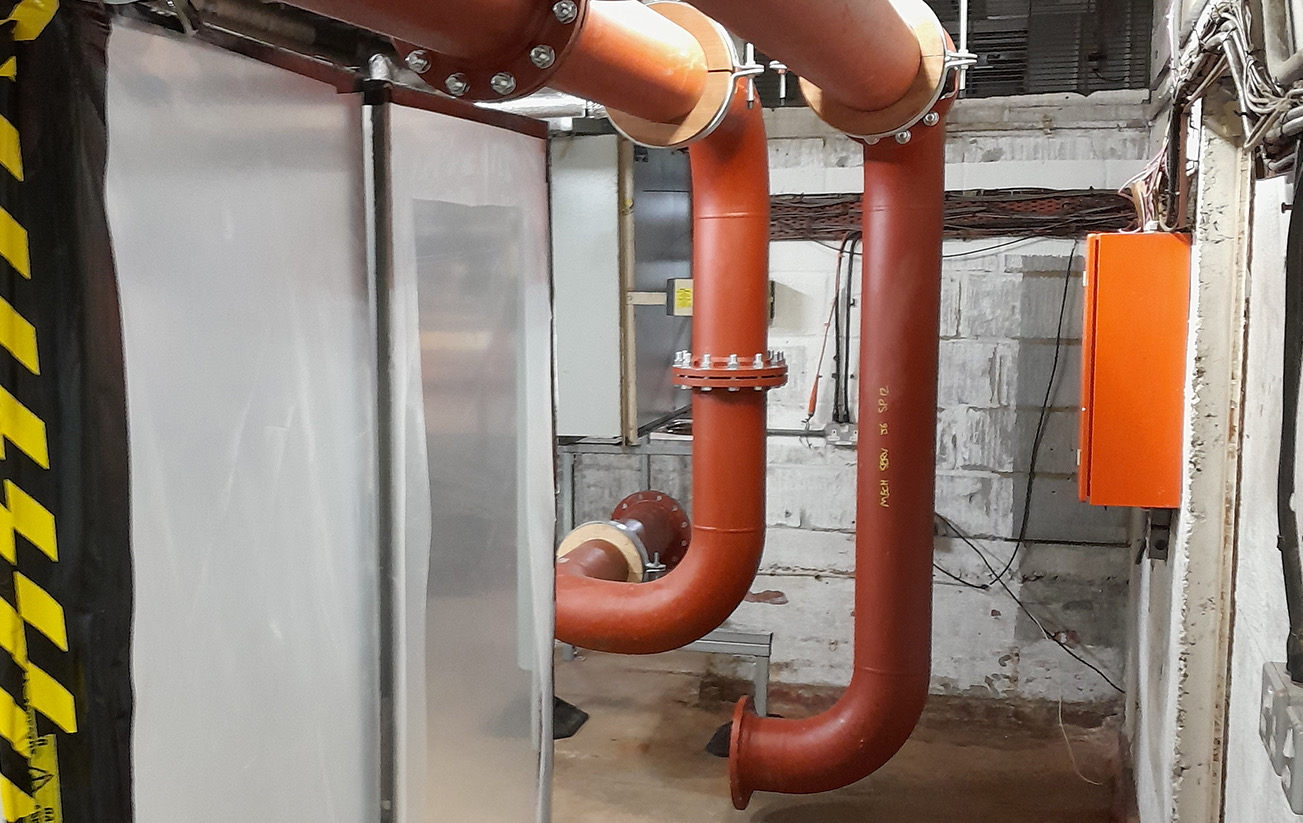 Plate heat exchanger pipework at Imperial College London